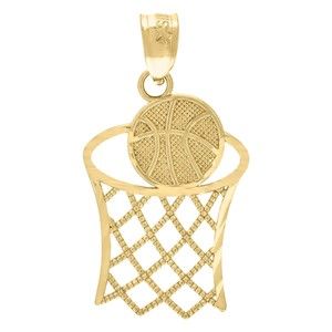10kt 10k Yellow Gold Unisex Basket Ball Sports Charm Pendant